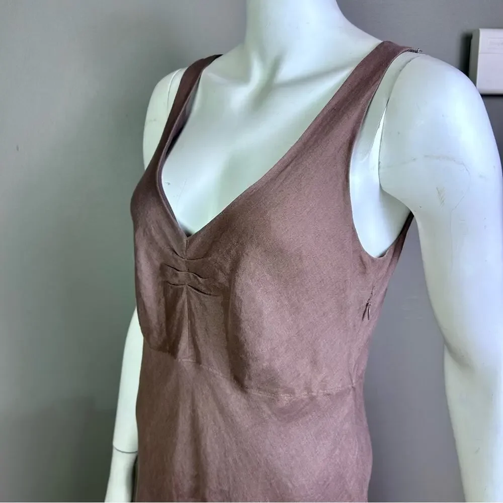 J. Crew‎ dress size 12 Tall long line linen brown minimalist relaxed slimming